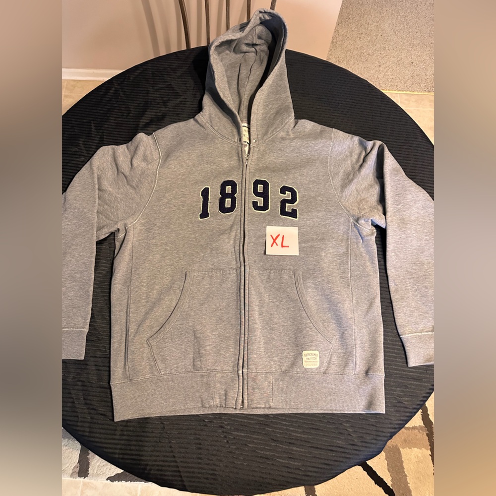 Abercrombie & Fitch Gray Hoodie with Navy Accents